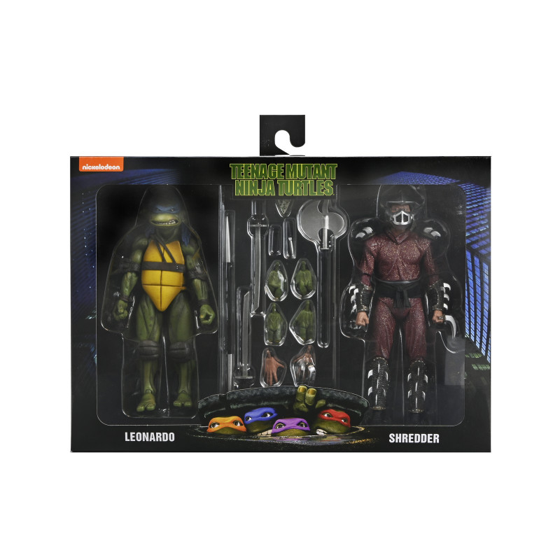 ROOF TOP BATTLE SHREDDER VS LEO SET 2 SCALE ACTION FIGURAS 18 CM TEENAGE MUTANT NINJA TURTLES 1990 MOVIE